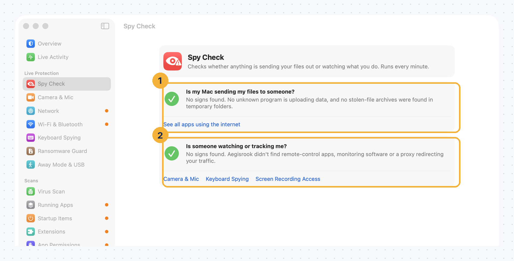 Aegisrook’s Spy Check, with its two questions numbered